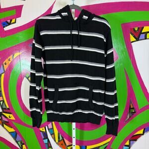 RPI, Black and White Hooded Knit Sweater, Stripes. Size Medium. Good used cond!